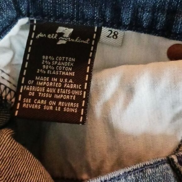 7 For All Mankind Womens Size 28 Rickie Cropped Jeans Blue Denim Cuffed Straight - Picture 7 of 7